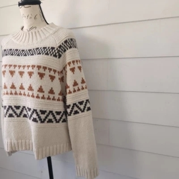 Universal Thread Nordic Fair Isle Pullover Sweater Cream Tan XL - Picture 4 of 10